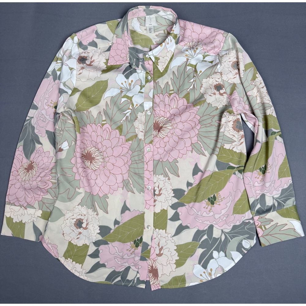 Joie Pink and Green Floral Button Down Shirt